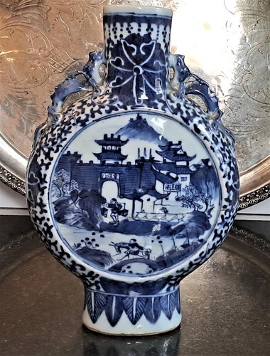 Vaso cinese antico blu bianco - vaso,