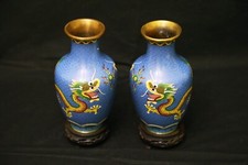 coppia vasi cloisonnè azzurri